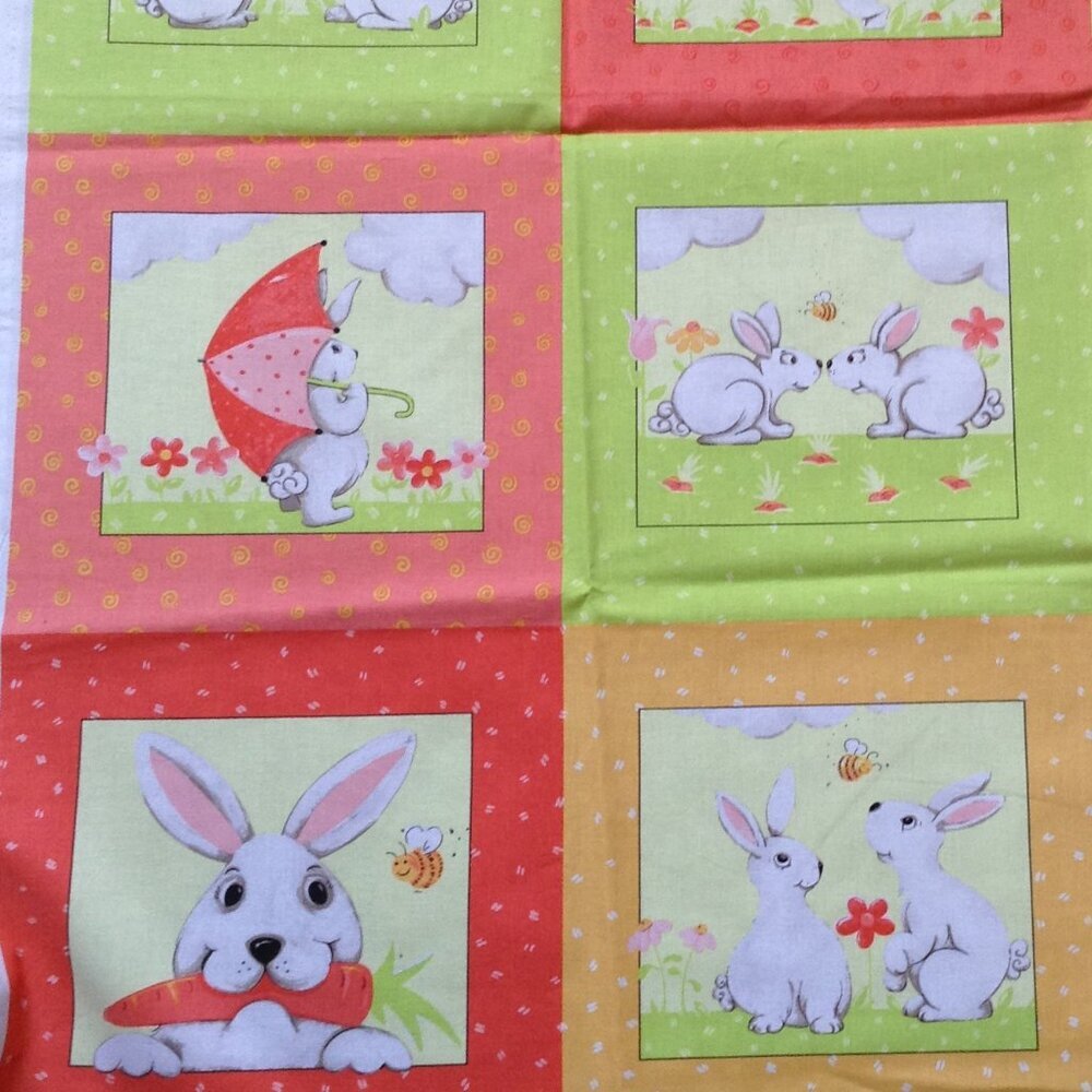 World of Susybee Design # SB20181 Cotton Fabric Panel Bunny Rabbits Quilting - Picture 2 of 5